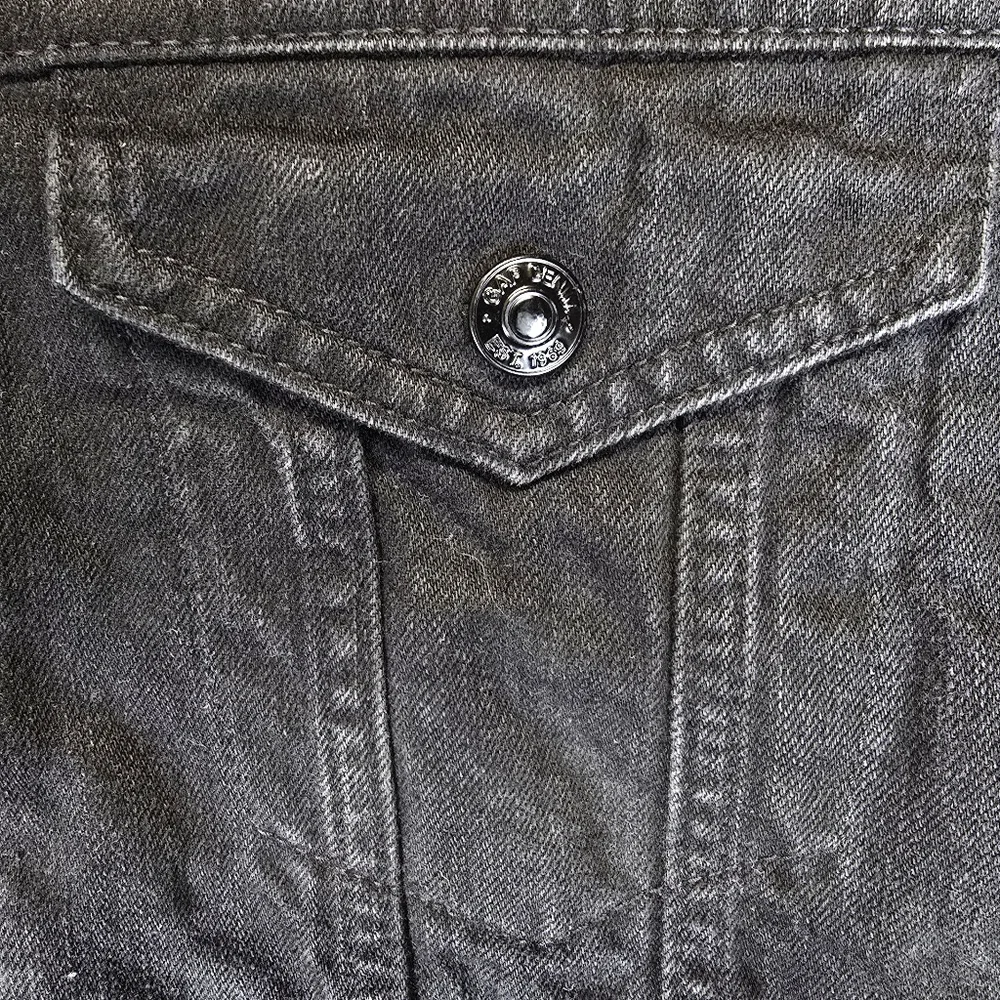 GAP Black Denim Jacket Sherpa Fleece Lined Size Large - Picture 5 of 7